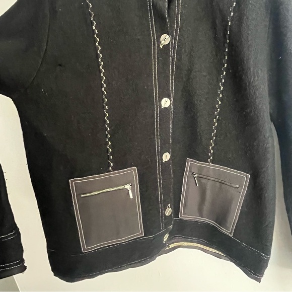 Chicos Vintage 100% Wool Button Front Mock Neck Jacket Size Large - Picture 9 of 11